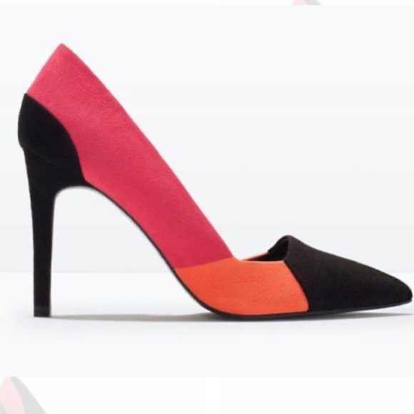 Zara Suede D’Orsay Heels In Three Color Court Multicolor - Picture 3 of 10